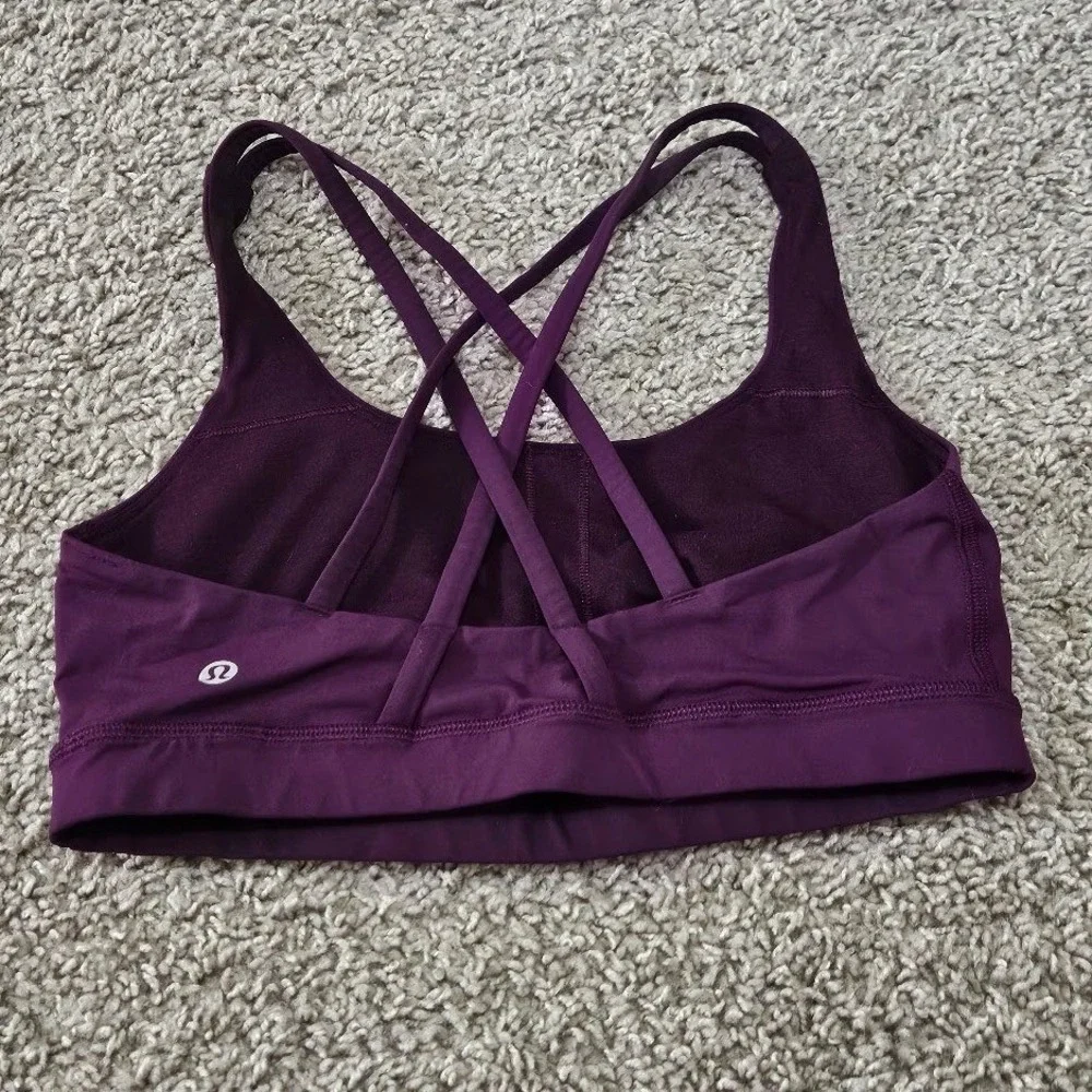 Lululemon Energy Purple Strappy Back Yoga Sports Bra Women Size 6